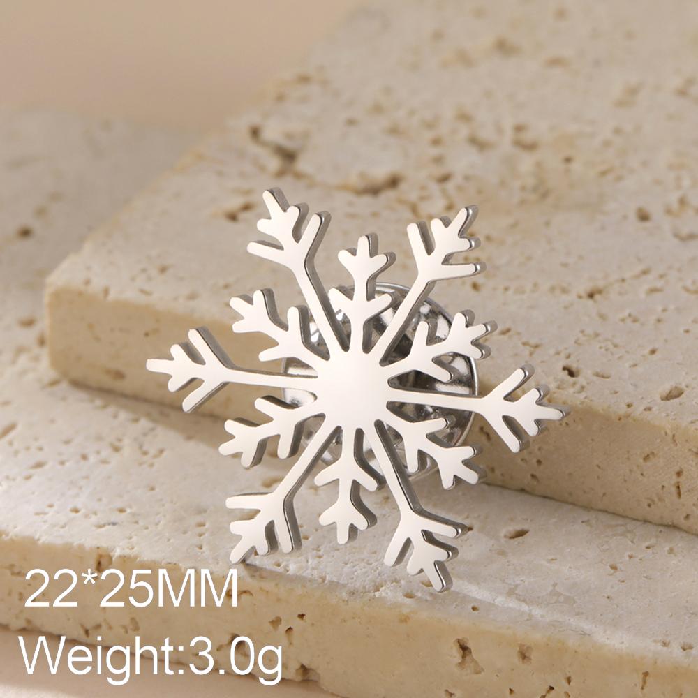 Dawapara Christmas Snowflake Brooch Snowflower Lapel Pin Stainless Steel Jewelry Winter Accessories Christmas Present