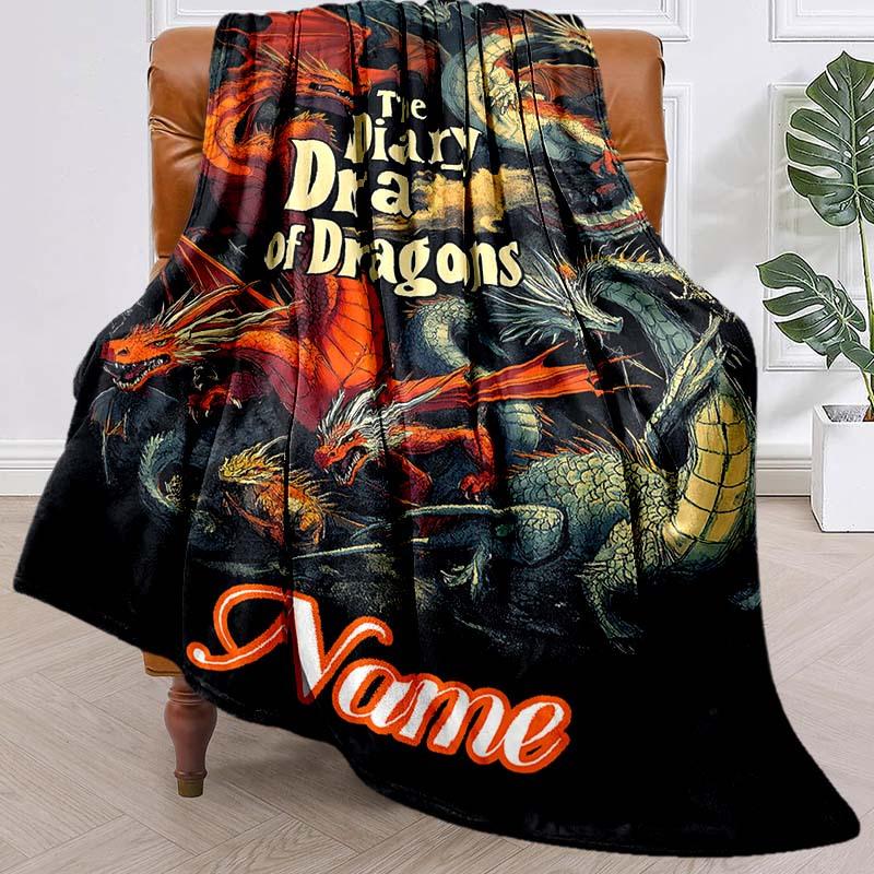 Personality Dragon Customize Your Name Blanket Used For Chair Office Sofa Bed Camping Soft And Warm Giving Friends And Relatives Birthday Graduation