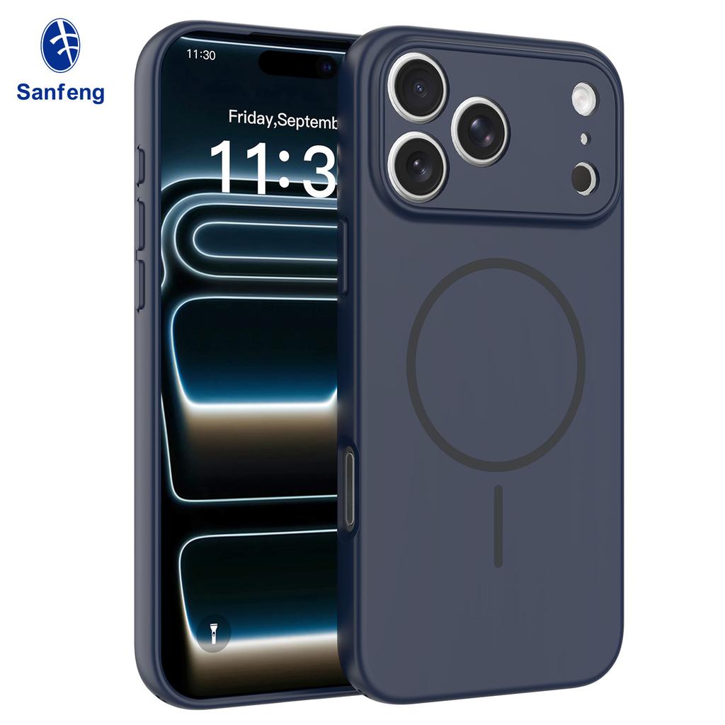 Applicable iPhone17 promax magnetic mobile phone case with lanyard hole anti-drop 16E Apple 15 matte protective case