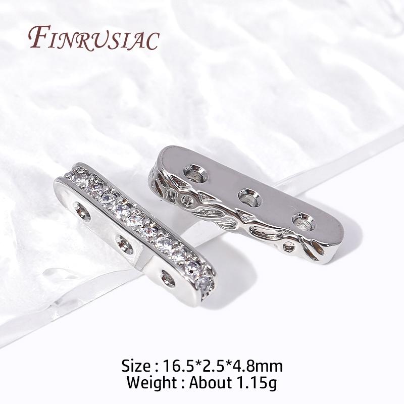 DIY Beading Jewellery Making Components 3 Holes Separators for Beads,18K Gold Plated Inlaid Zircon Beads Spacer Bar Separators