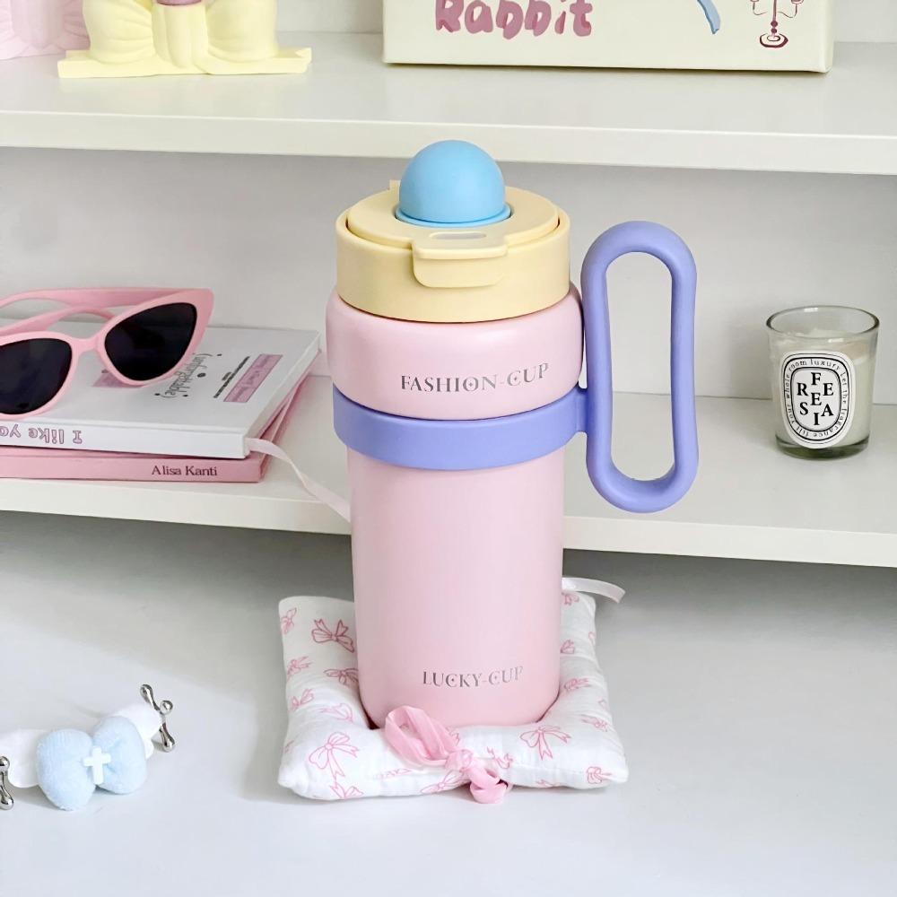 

с крышкой ледяной стакан стакан из нержавеющей стали с соломинкой кавайная кружка-термос сохраняет холод и тепло розовый