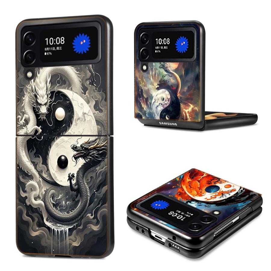 Balance of Elements The Eternal Yin-Yang Phone Case For Samsung Z Flip 7 6 5G Galaxy Z Flip4 Z Flip5 Z Flip3 Coque Black Hard PC