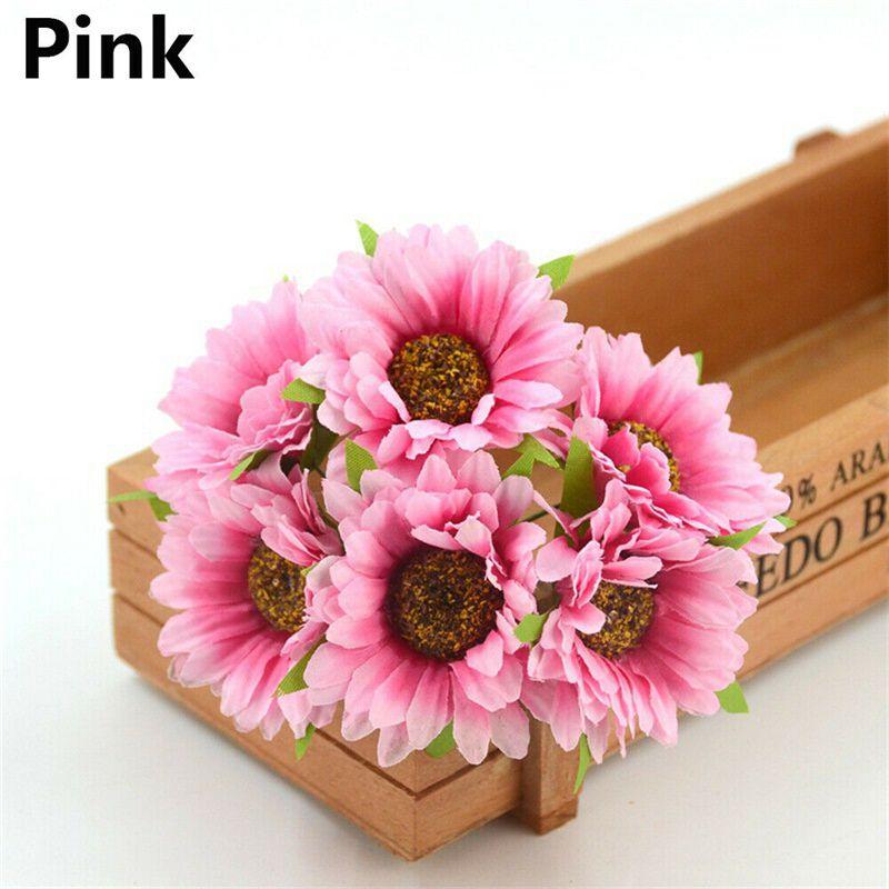 Lifelike 6pcs Artificial Gerbera Daisy Fake Silk Flower For Elegant Wedding Decor