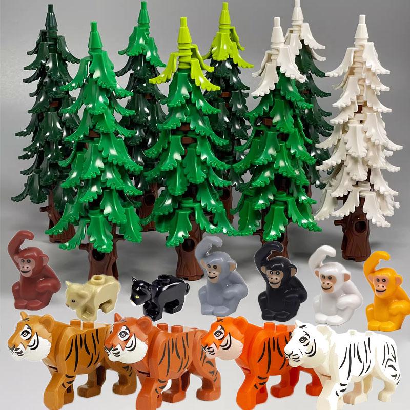 MOC Christmas Gift Present Assembly Toy Small Particle Building Block Set Christmas Tree Fir Tree Scene Desktop Ornament