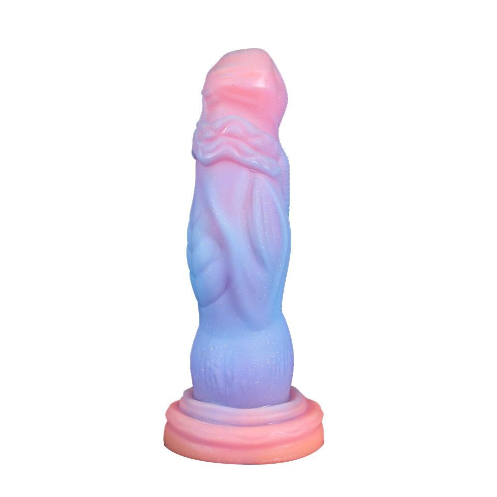 Extra Large Silicone Penis Shaped Mixed Color Luminous Simulation Penis  Male And Female Masturbation Device Adult Sex Toy