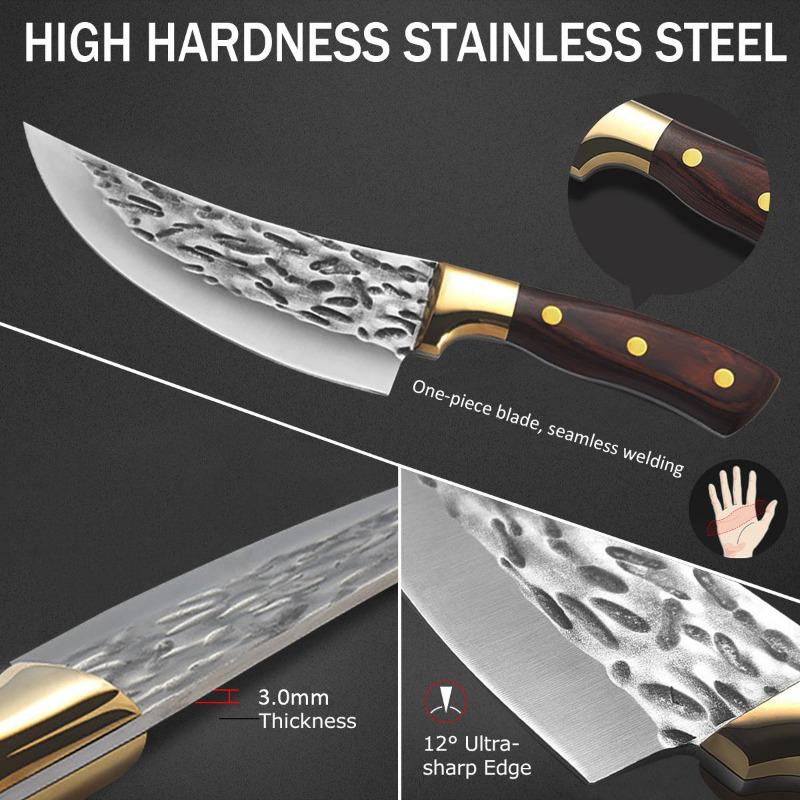 Cuțit de bucătărie lucrat manual Cuțit de bucătar din oțel inoxidabil Cuțit de filet Cuțit de carne Cuțit de gătit dezosat
