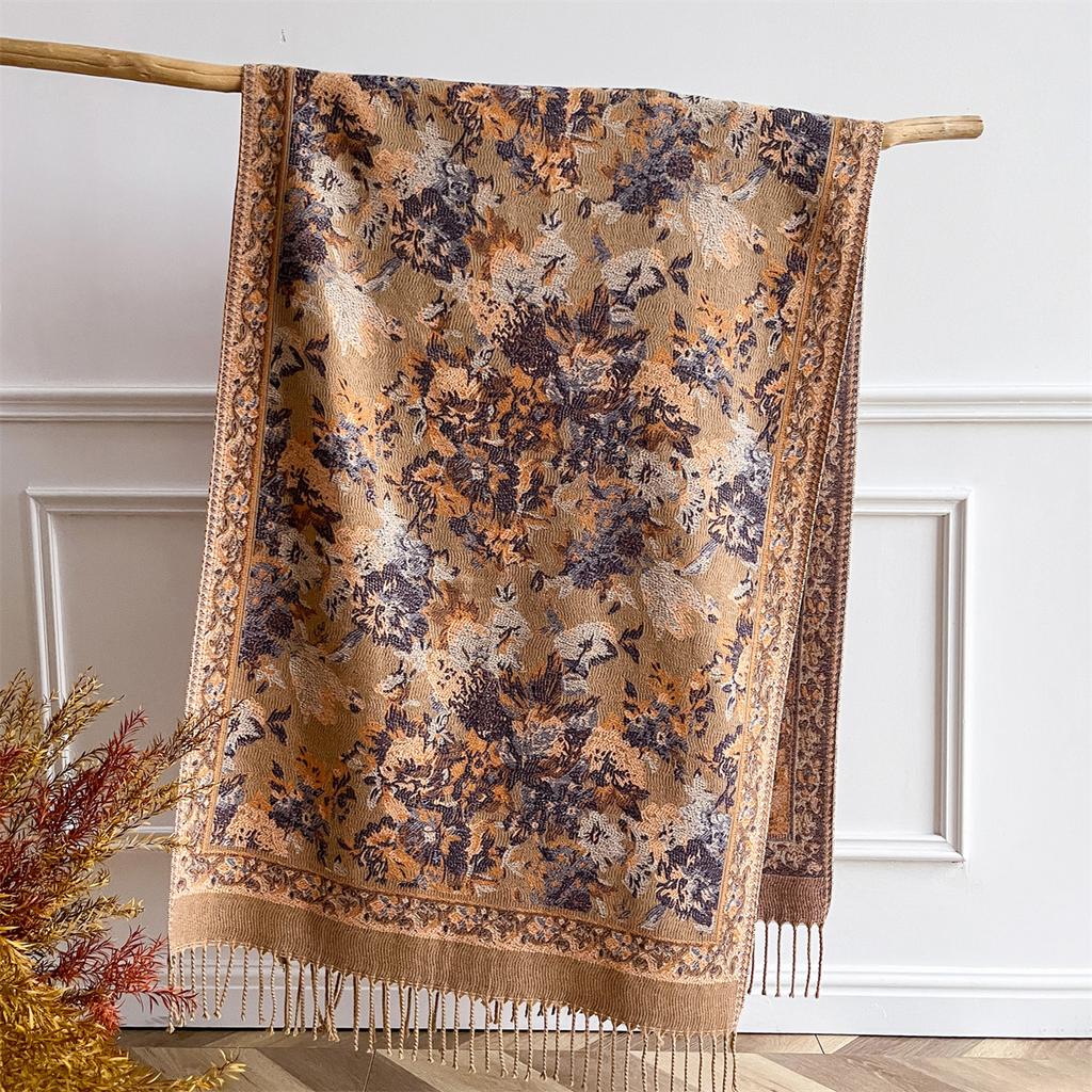 68*180Cm Winter Warm Women Scarf Ethnic Style Blanket Thick Pashmina Jacquard  Shawl Wrap Cashmere Neckerchief Poncho Stoles