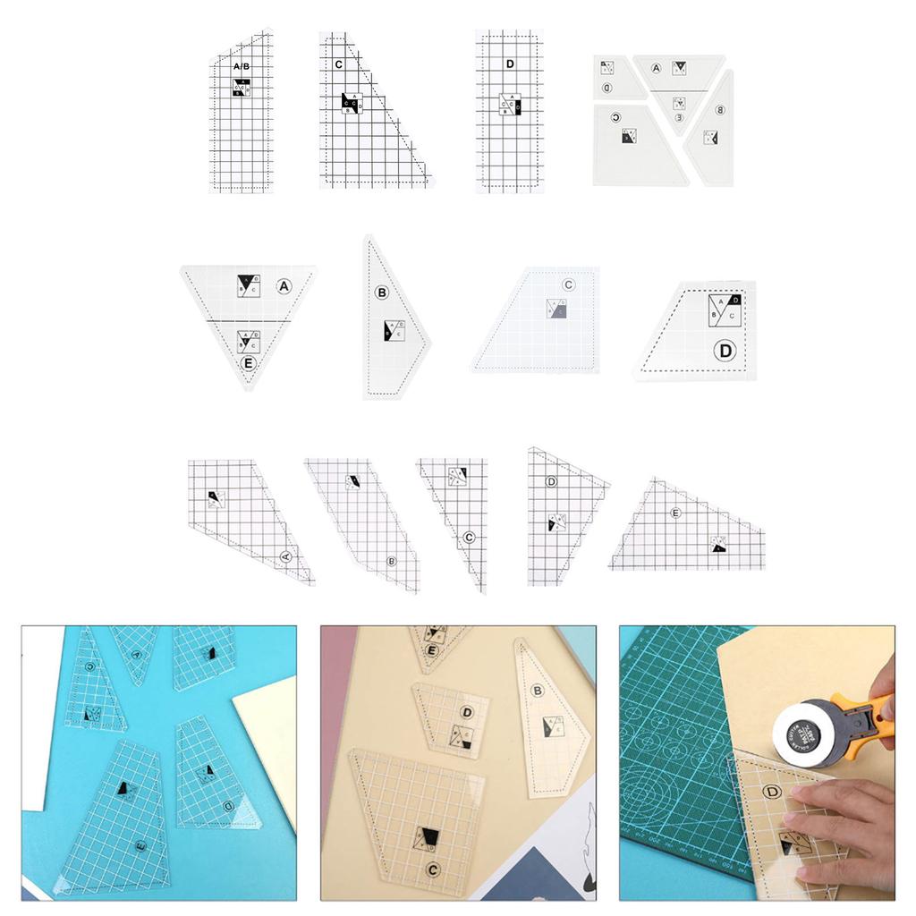 3/4/5ks šicí patchworková pravítka pro přesné měření Čiré akrylové šablony prošívacích pravítek Nástroj Patchworkové pravítko