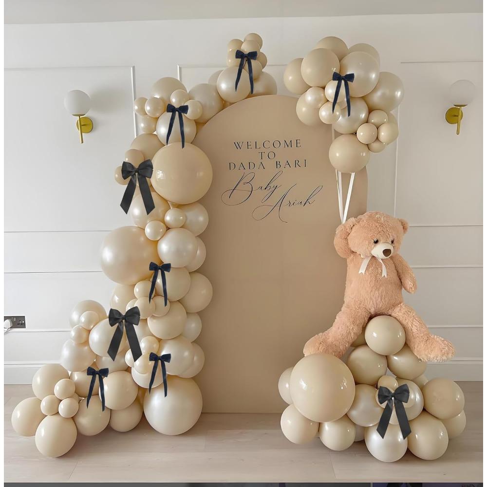 Bogen Ballons Girlande Weiß Sand Ballons Bogen Set, 123 Stück Weiß Nude Ballons 18 Zoll 12 Zoll 10 Zoll 5 Zoll Set mit 19 Stück Schwarz Co