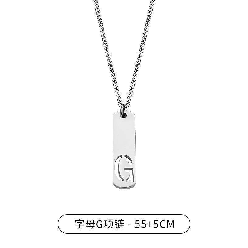 HNSP 316L Stainless Steel Initial Pendant Chain Necklace For Men Letter Tags  Accessories