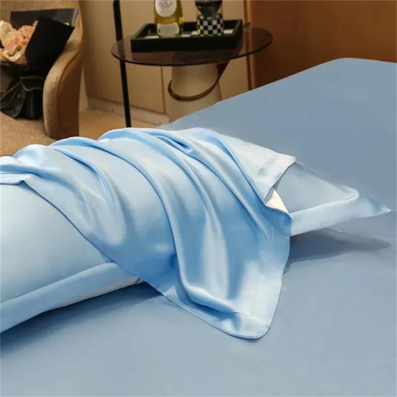 Taie d'oreiller en soie pure 25 Momme Taie d'oreiller 100 % soie de mûrier Beauty Silk Modèle passepoilé de couleur unie