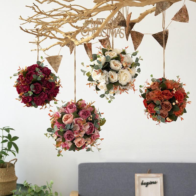 Palla di Fiori di Ortensia e Peonia Per Decorazione Matrimoniale Con Materiale di Seta Per Eventi Interni ed Esterni