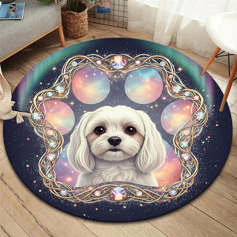 Dogpaws Round Area Rug,Carpet Rug for Living Room Bedroom Sofa Playroom Decor,Non slip Floor Mat