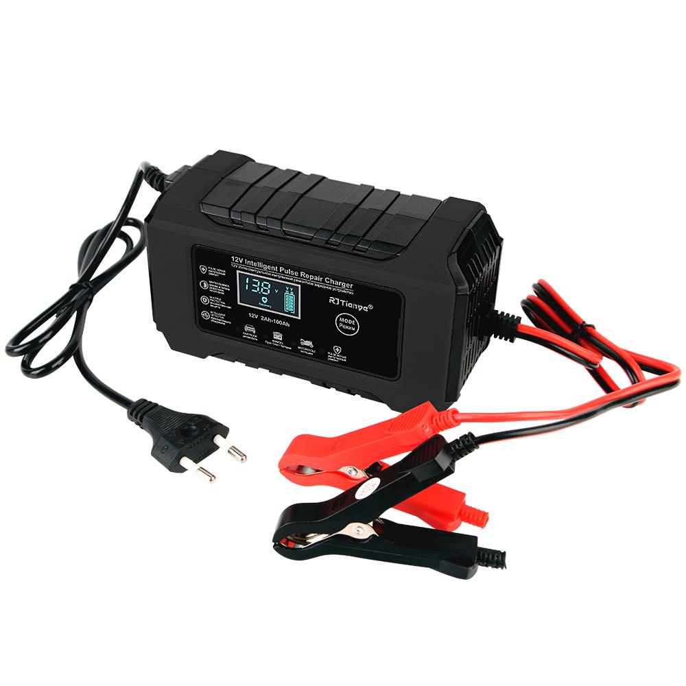 Digital Display Screen 12V6A Suitable for Lead Acid Batteries Car/Motorcycle Charger Smart Battery Charger EU Plug