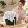 Kitchen Countertop Dust Protector White Lace Cover for Small Appliances, Protective Cloth Dining Table Vintage Hollow Embroidery Tablecloth,