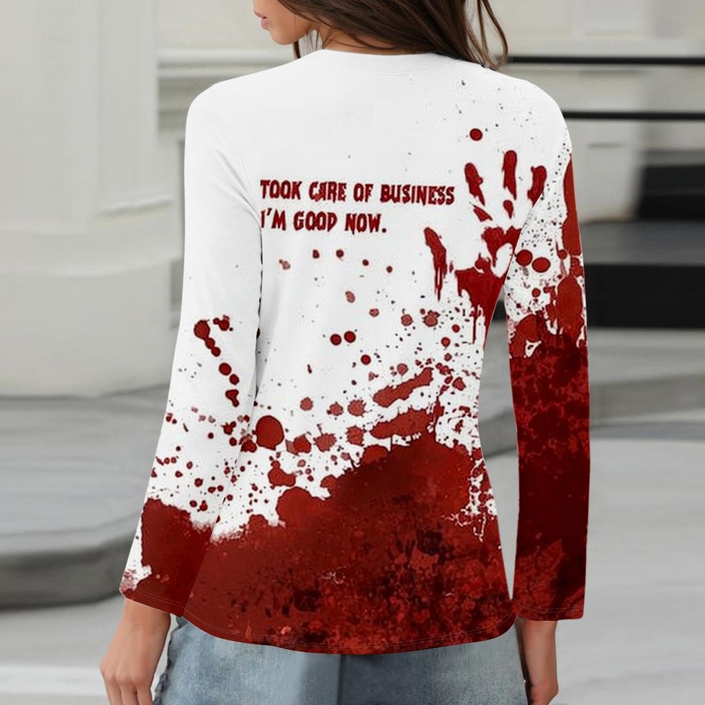 Long Sleeve Shirts For Women Cute Print Graphic Tees Blouses Casual Plus Size Basic Tops Pullover