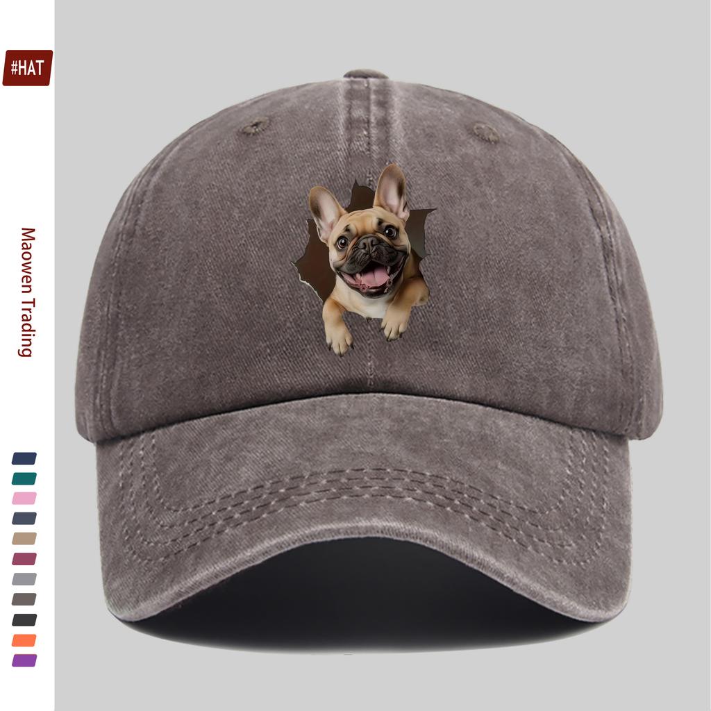 Pc Cute Dog PeekABoo Print Baseball Cap with Adorable Pet Design Sun Hat Hunting Decor Hat Adjustable Strap MultiColor Av
