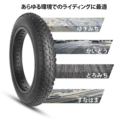 MOHEGIA Fat Tire: 20 X 4.0" Fat Bike Tire - Folding Bead Electric Bicycle Tire - Wide Fit for Mountain and Snow Bikes - Black