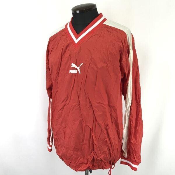Made in Japan PUMA Piste Pullover Windbreaker S-M Men Red/White Nylon Tops(USED)