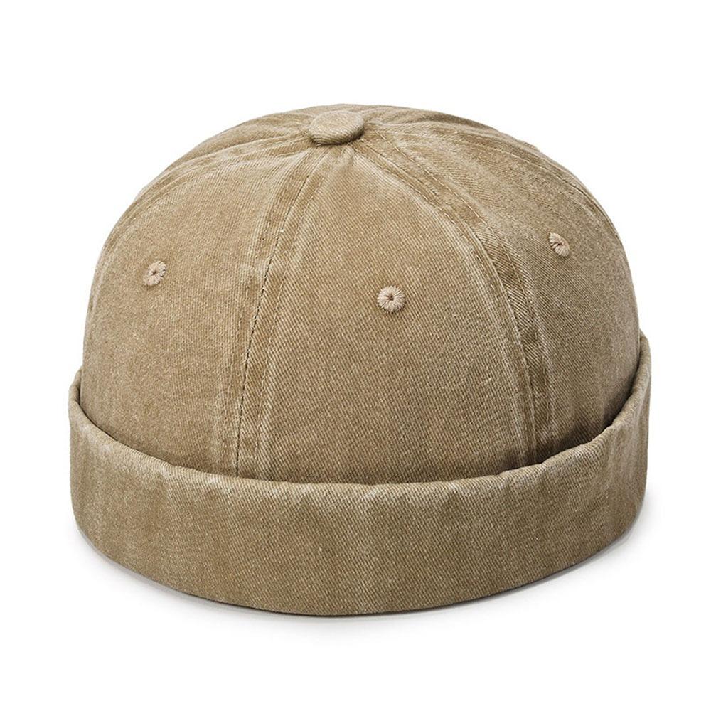 

Vintage Washed Denim Brimless Docker Cap Cotton Adjustable Hip Hop Hat Solid Color Melon Beanie Cap Boy Girls хакі