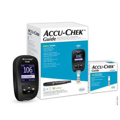מד גלוקוז בדם Accu-Chek Guide (עם בלוטות') ערכה עם בקבוקון של 10 פסים, 10 דוקרנים