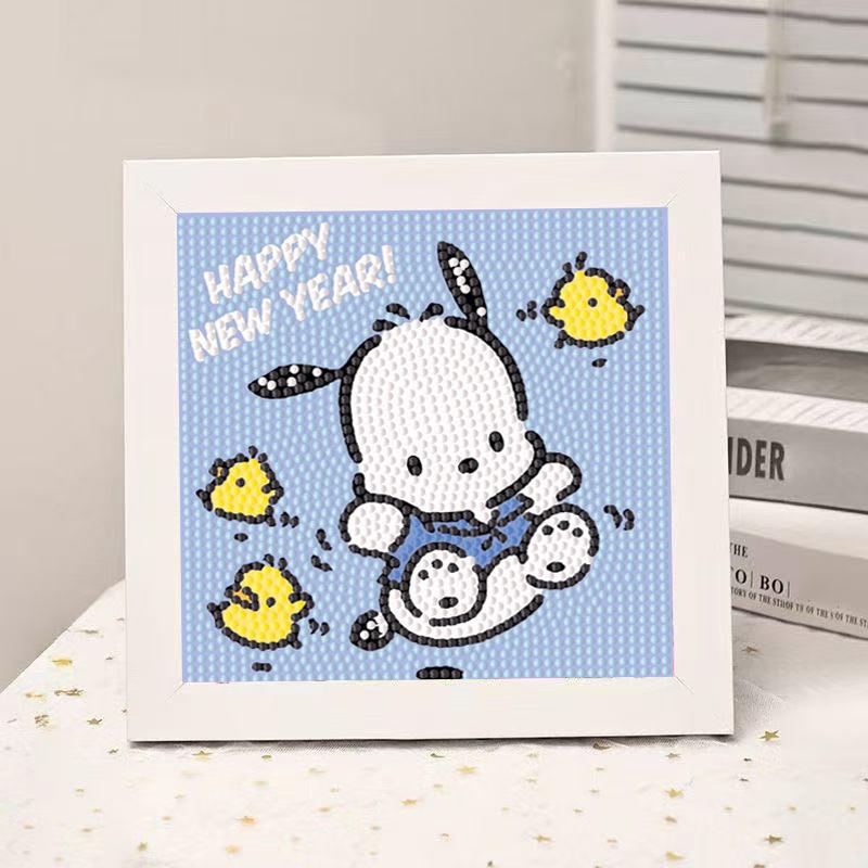 

Декоративний живопис Sanrio з кристалами та діамантами, Каваї Куромі, Хелло Кітті, 5D DIY Набір для вишивки хрестиком для дитячої кімнати, Настінне мистецтво with frame