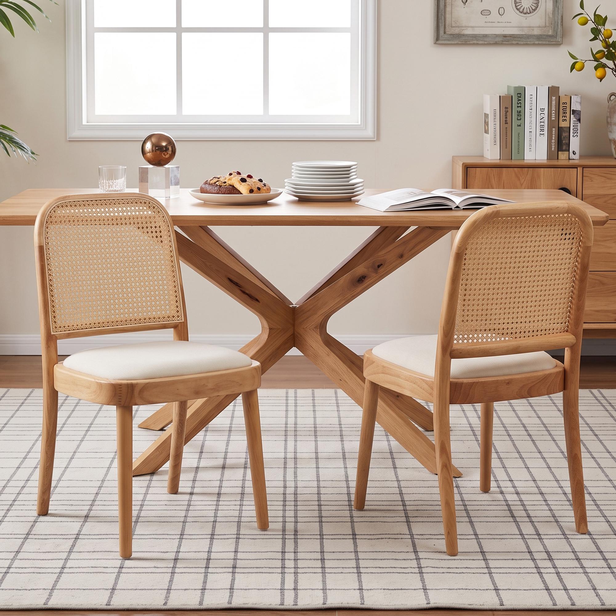 2 Solid Wood Dining Chairs with