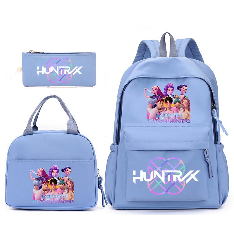 Kpop Anime Cartoon Printed Children'S School Bag Set Primary And Secondary School Student Pencil Bag College Meal Bag