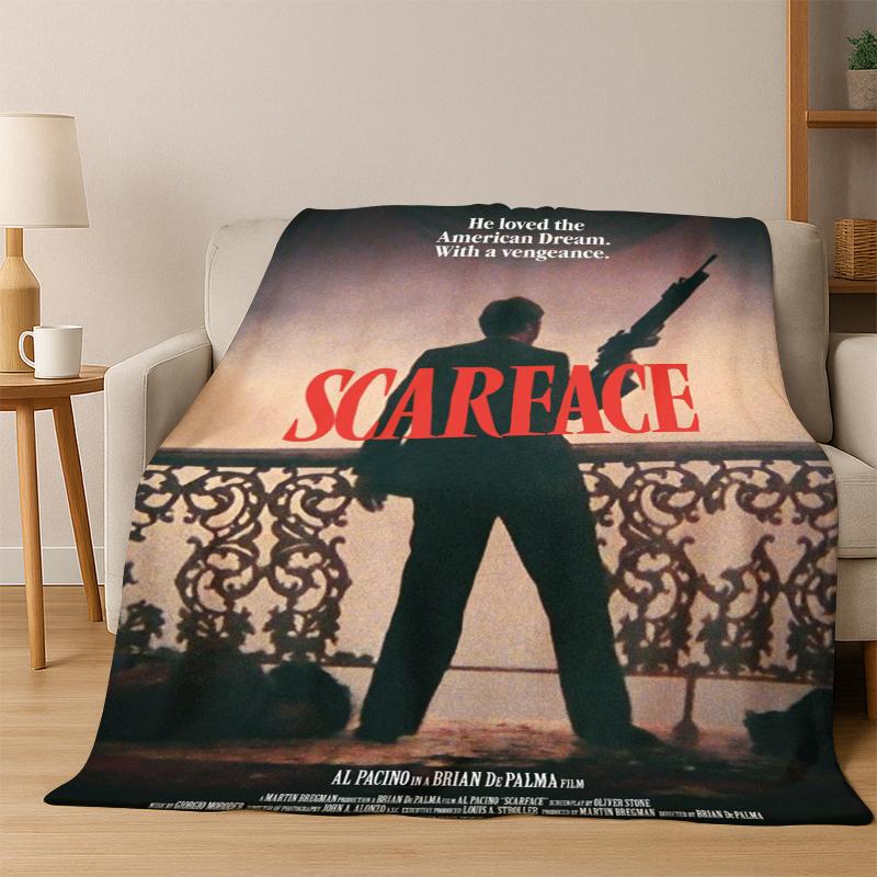 Scarface Classic Movie Tony Flannel Blanket Soft Warm Blanket Throw Blanket for Bedroom Living Room Bed Travel Picnic Gift kid