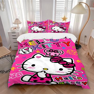 3pcs Hello Kitty Duvet Cover Set,  Includes 1 Duvet Cover and 1/2 Pillowcases (No Insert) Yy251104191