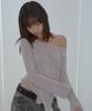 FANCY CLUB 520 Boat Neck Sheer Long Sleeve (Gray) F26Qb047