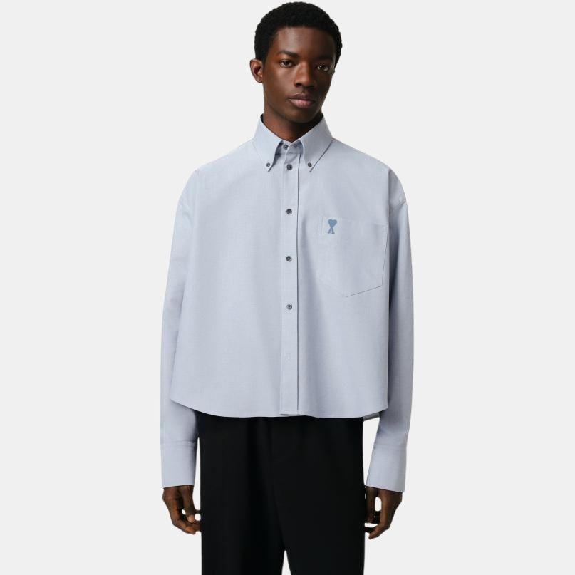 Ami Paris Cropped Oversized Oxford Shirt USH123-CO0031-4502