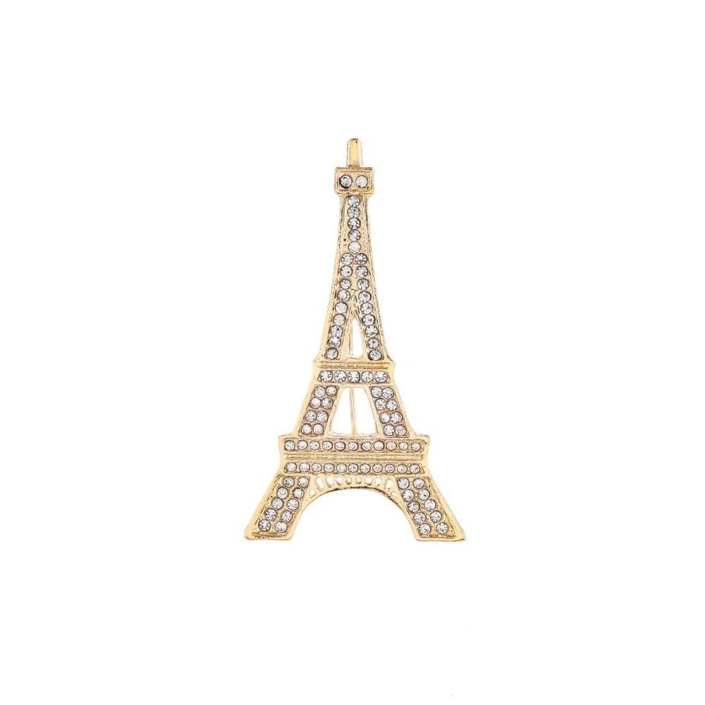 Vergoldete/Versilberte Eiffelturm Brosche Strass Brosche Kleidung Dekorative Schmuck Accessoires