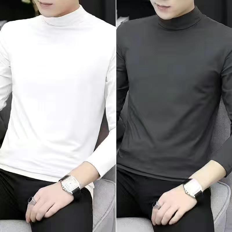 2-Pack Men's Modal Mid-Neck Long-Sleeve T-Shirts for Spring and Autumn
