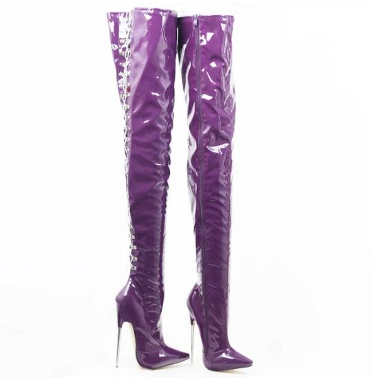 

Модная женская обувь FHC 18 см на высоком каблуке, ботфорты, обувь для фетиш-сцены, танцев на пилоне, мужские боты для косплея, выше колена, красные, цвета на заказ 45