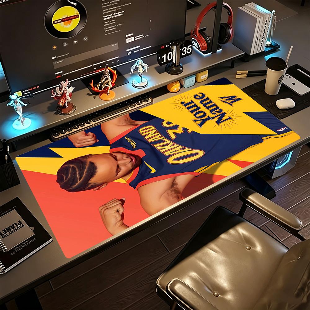 Golden State Warriors Team Personalisierbares Namens-Mauspad Gaming-Laptop-Mauspad Computer-Schreibtischmatte Rutschfester Gummiunterseite
