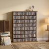 CD/DVD Storage Unit, 16 Compartments, 12 Adjustable Shelves, 720 CDs/396 DVDs, Walnut