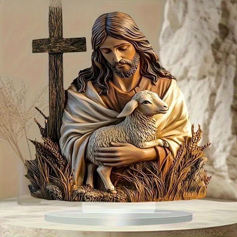 2D Flat Acrylic Lamb Hug Decoration, Indoor and Outdoor Decoration - No Battery/electricity Required, Free Day Decoration, Shop Decoration, Durable Ou