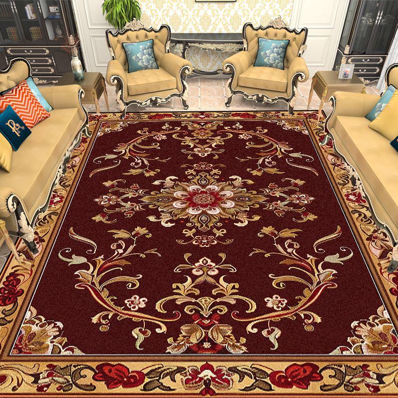 European Gold Red Carpet Living Room Decoration Sofa Area Rugs for Bedroom Large Area Cloakroom Lounge Non-slip Floor Mats