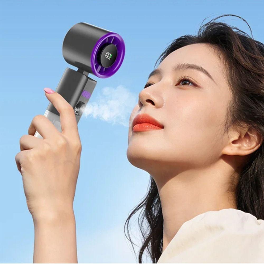 Strong Wind Foldable Small Fan USB Rechargeable Water Spray Mist Fan Personal Use