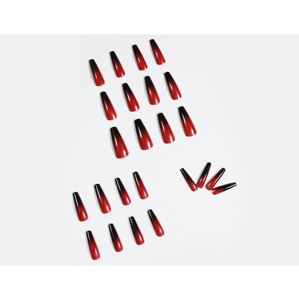 Red and Black Gradient Ballet Press-On Nails, Waterproof & Removable Nail Art Patches