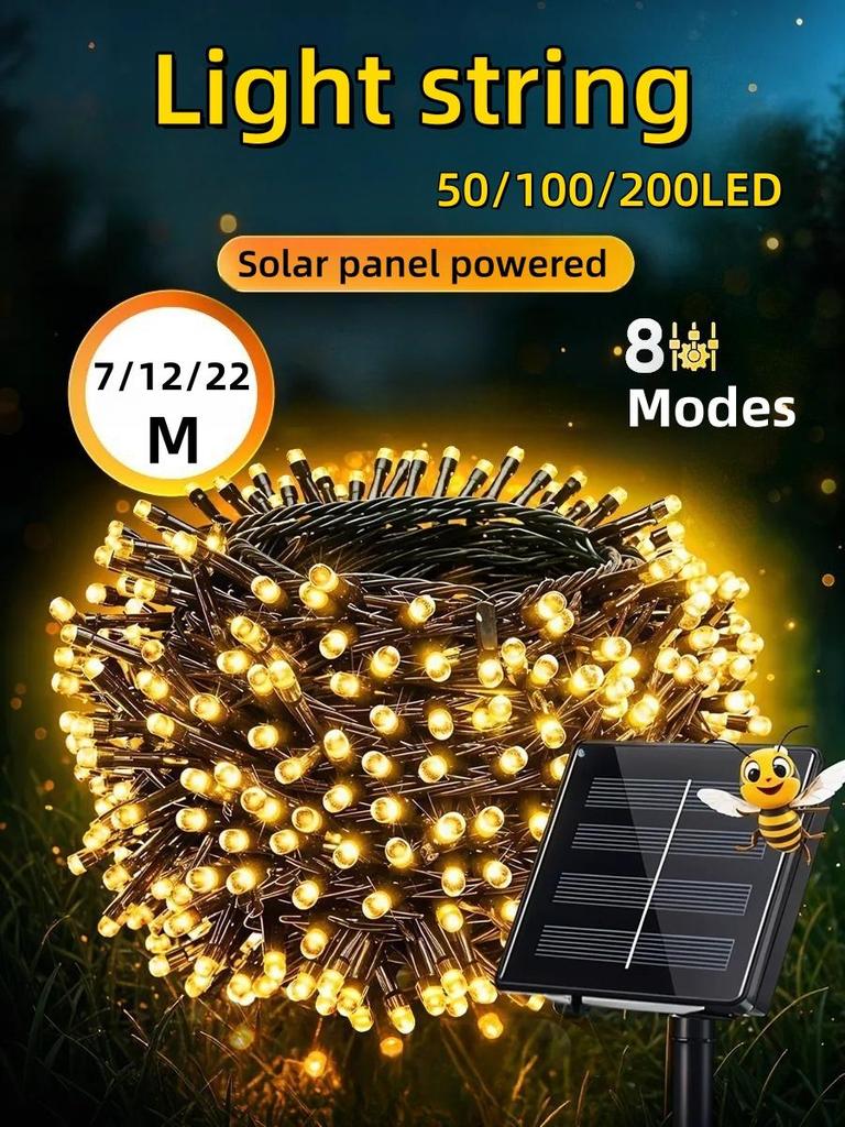 Ghirlandă Luminoasă Solară de Exterior Impermeabilă Panou Solar Mare Lampă cu Încărcare Rapidă Pentru Decor de Grădină