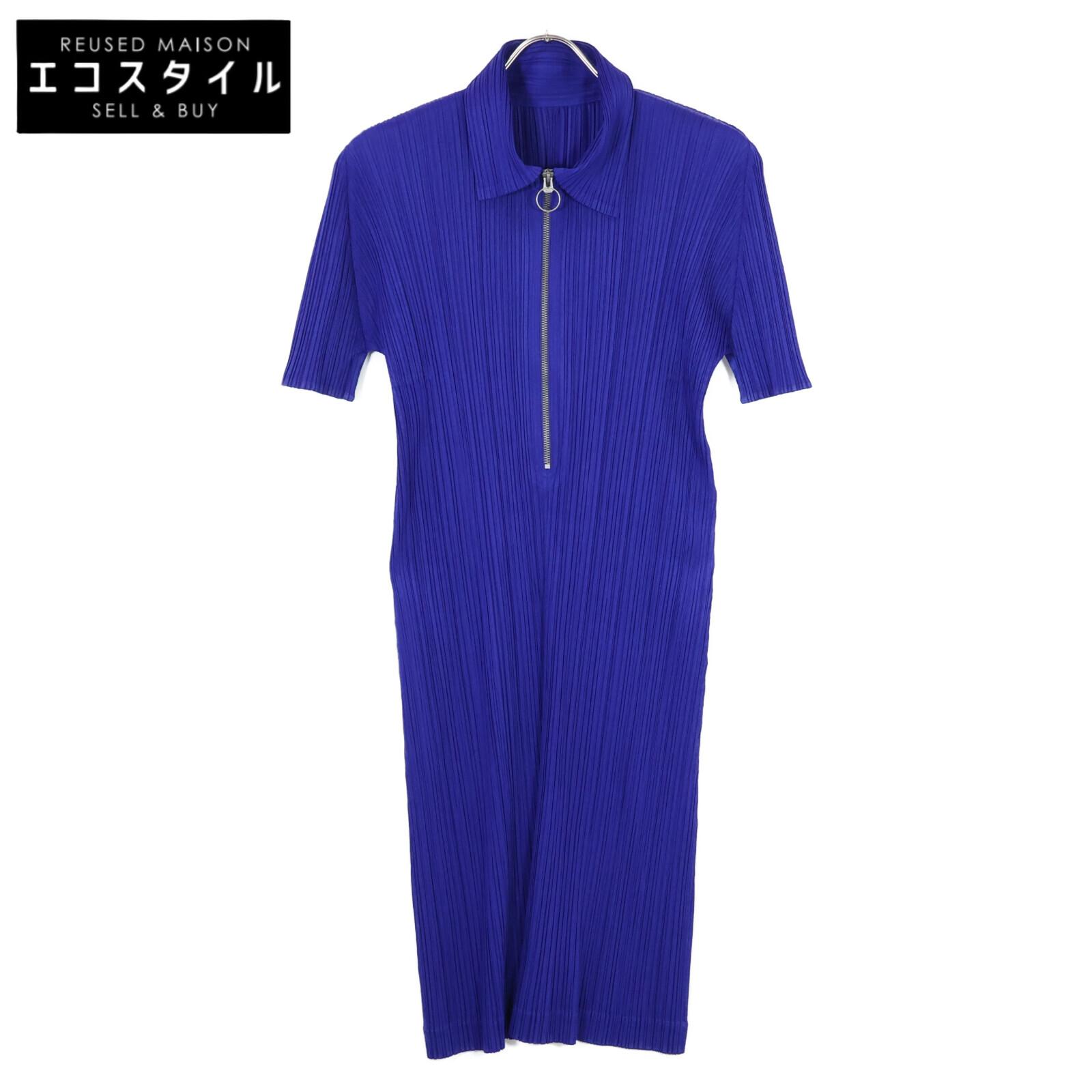 

PLEATS PLEASE PP81-JH186 18AW Blue Half Zip Dress dress 3 purpleUsed