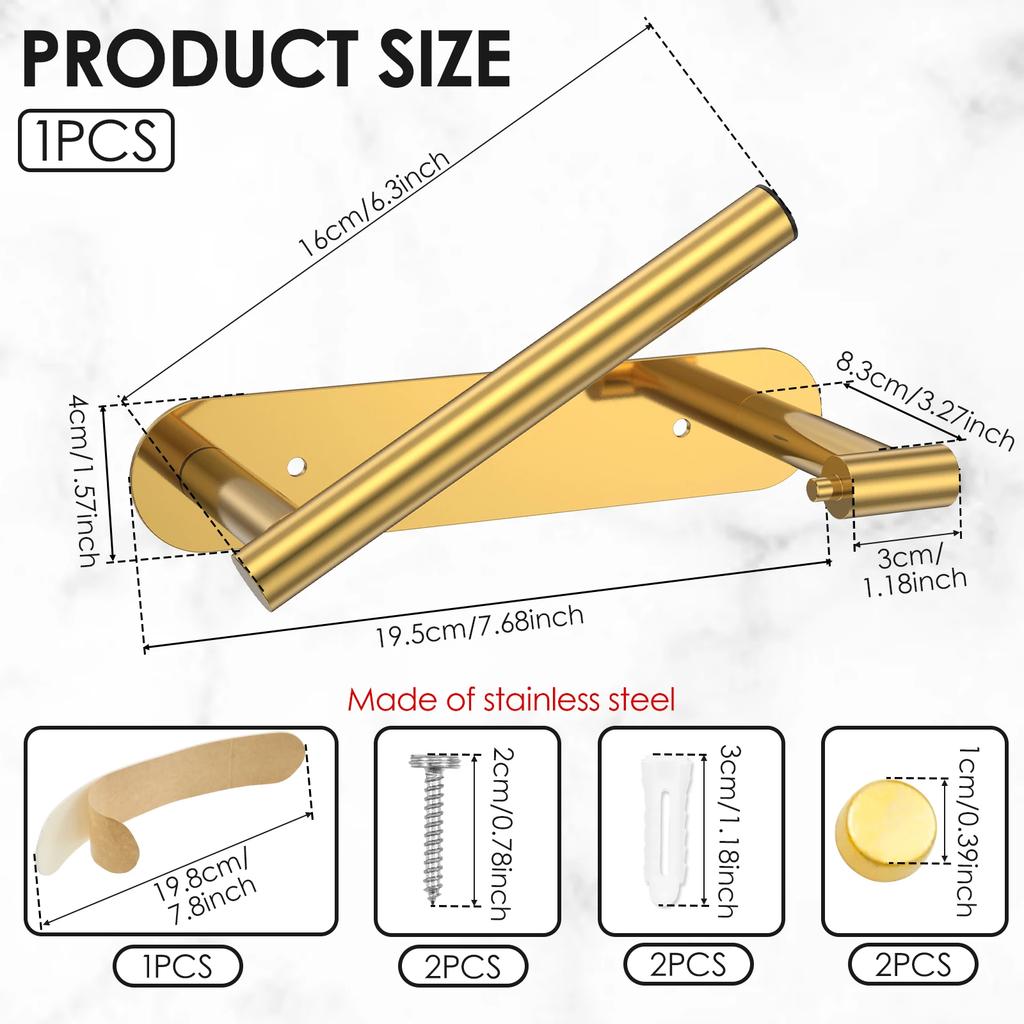 Toilet Paper Holder Stainless Steel Tissue Roll Holder No Drilling Wall Mounted Paper Dispenser Tissue Rack Bathroom Accessories