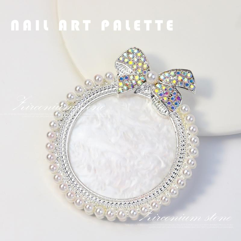 Resin Nail Art Palette,Nail Art Painting Mixed Color Palette Bows Nail Gel Color Makeup Display Board Nail Art Tool