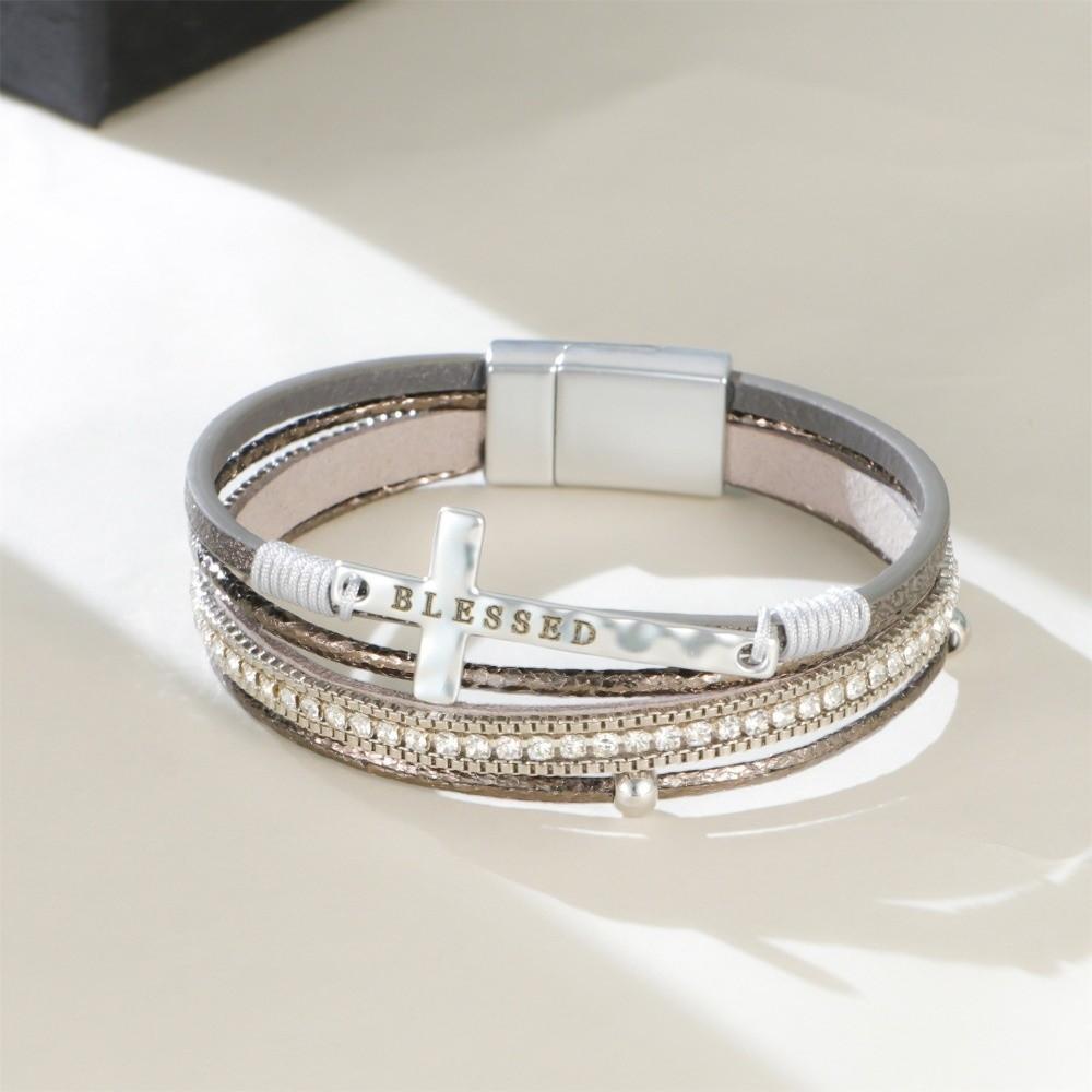 Colorful Rope Multilayer Bracelets Crystal Woven Leather Bracelets  Party Gift