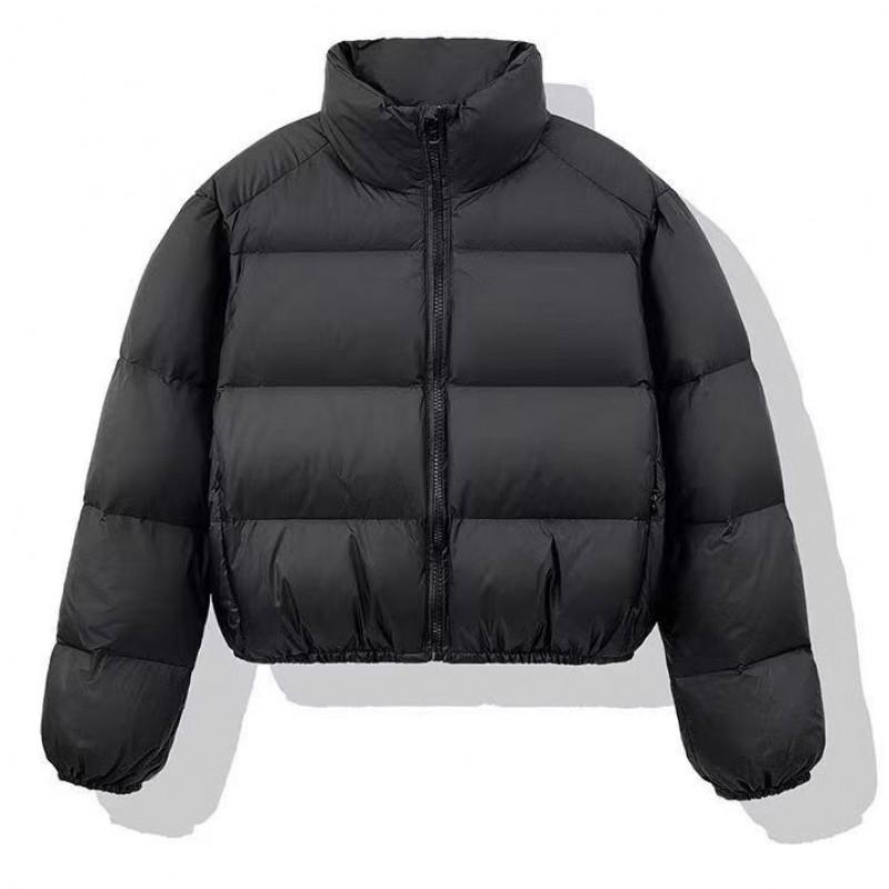 Womens Short Puffer Jacket With Stand Collar Thick Cotton-Padded Coat Winter Streetwear Casual Wear