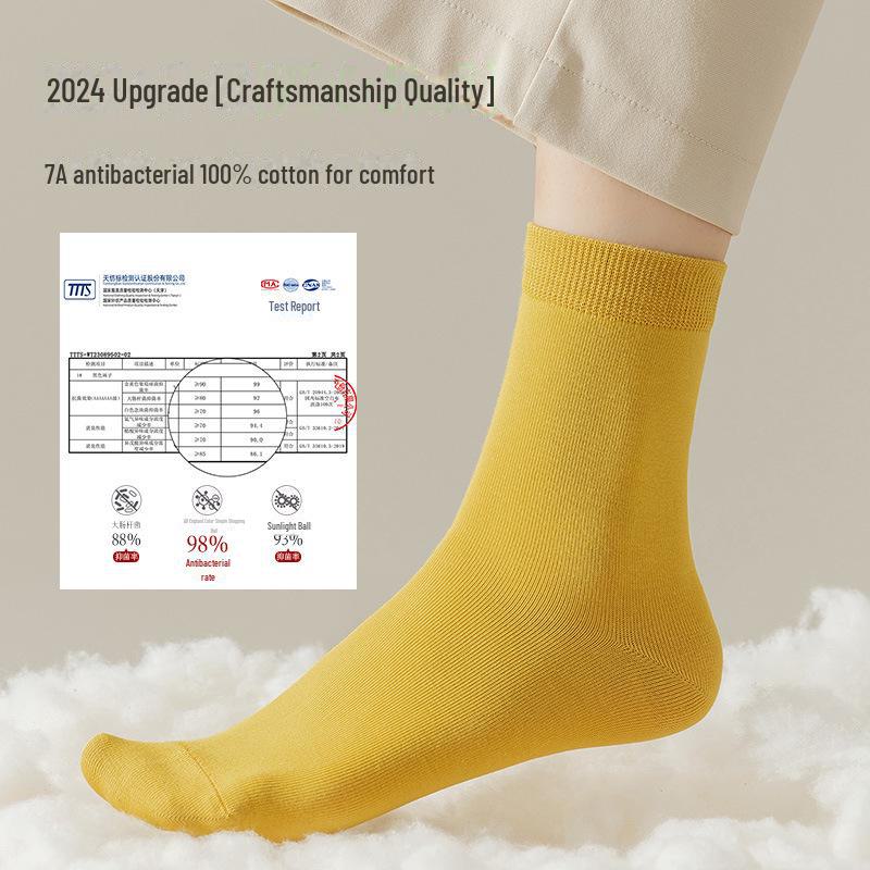 Damen Socken aus reiner Baumwolle, antibakteriell - Mittellang, Deodorierend, Ohne Naht, Perfekt für Herbst und Winter