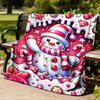 1pc Candyland Snowman Throw Blanket Polyester Fiber, Lightweight Flannel, Soft & Warm, All Season Use for Outdoor, Camping
