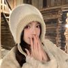 Autumn and Winter Hats for Women Windproof and Warmth Thickened Knitted Wool Hats Fashionable and Versatile Casual Big Head Ear Protection Hat